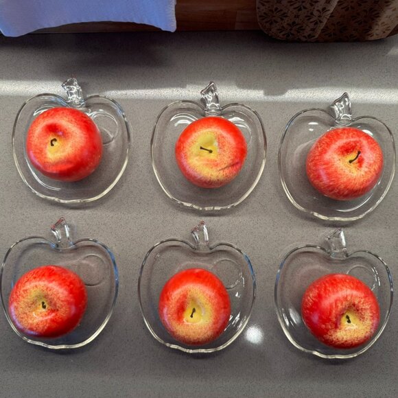 Hazel Atlas Orchard Apple Snack Plates – Vintage Mid-Century - Set of 6 - Picture 9 of 10